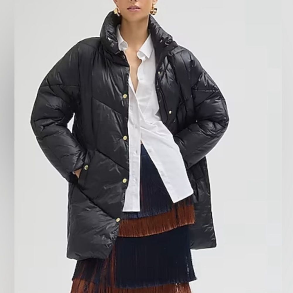 J. Crew Quilted Black Puffer Coat